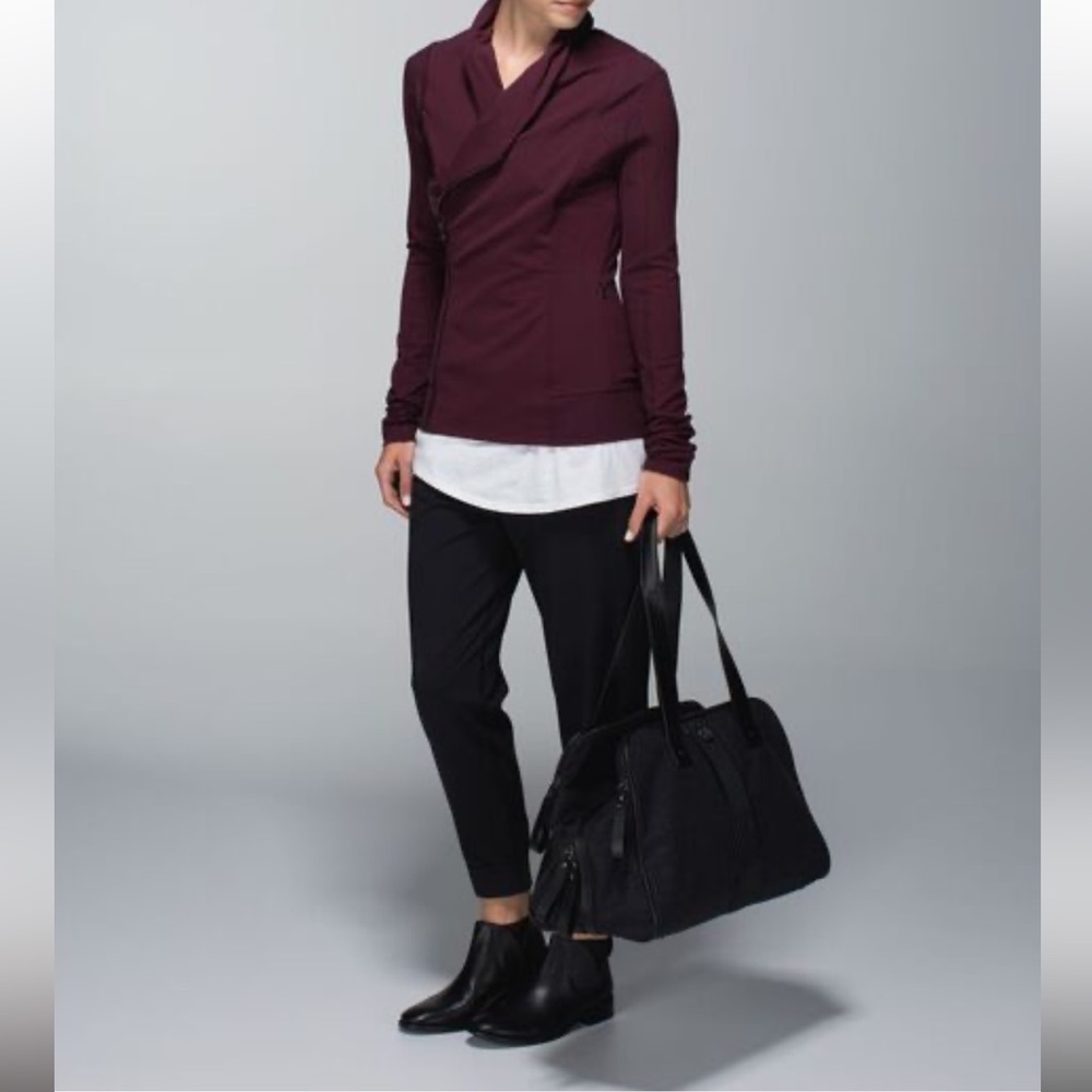 Lululemon Bhakti Wrap Double Zipper Jacket Burgundy Scuba Women's Size 6